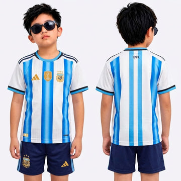 ARGENTINA HOME FIFA WORLD CUP 2026 KIDS JERSEY+PANT SET