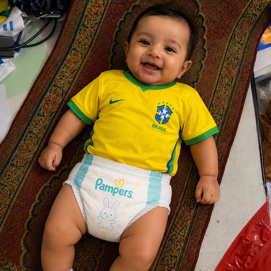 BRAZIL WORLD CUP HOME 2026 FULL BODY PRINT PREMIUM QUALITY KIDS JERSEY WITHOU PANT