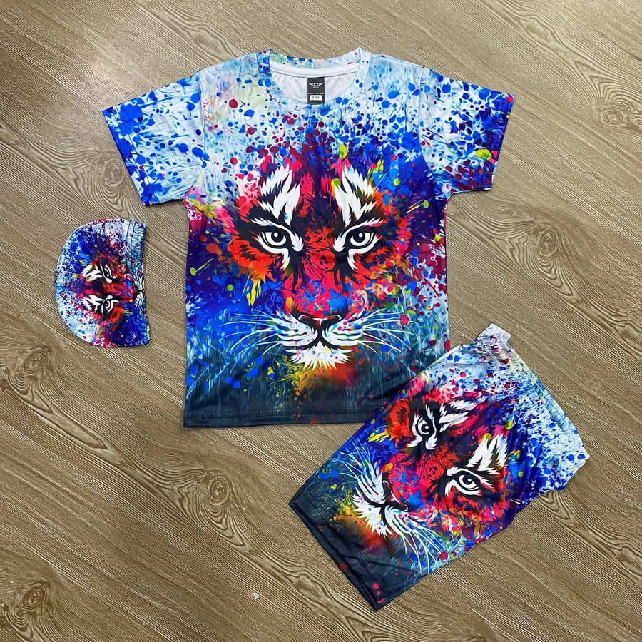 TIGER KIDS TOP BOTTOM SET WITH CAP